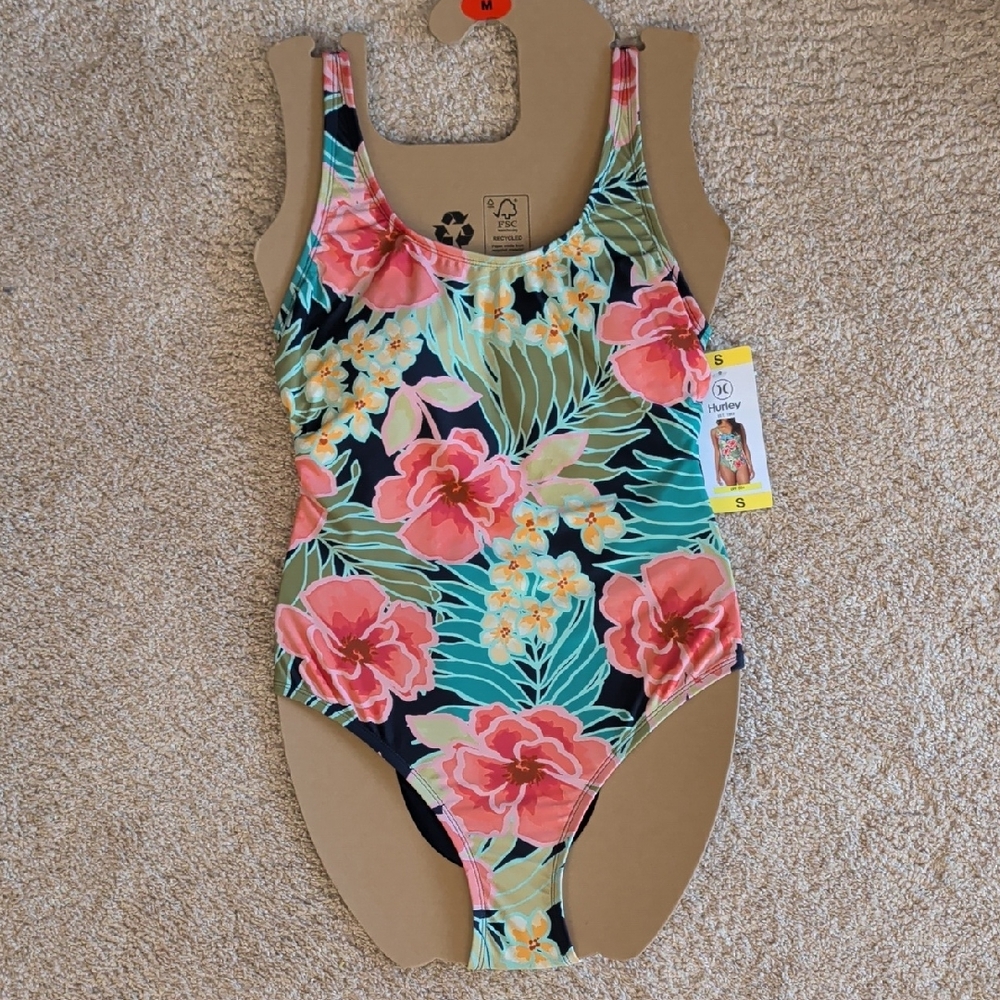 NWT Hurley Floral One Piece Bathing Suit